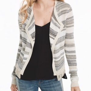 WHBM Striped Mix Stitch Sweater Jacket Womens M